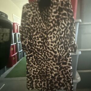 The Limited Women's Brown Leopard Teddy dress shirt